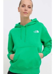 μπλούζα the north face w essential hoodie χρώμα: πράσινο, με κουκούλα, nf0a7zjdpo81 70% βαμβάκι, 30%