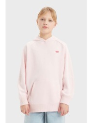 παιδική μπλούζα levi`s lvg pullover hoodie χρώμα: ροζ, με κουκούλα 60% βαμβάκι, 40% πολυεστέρας