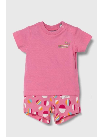 παιδικό σετ puma ess+ summer camp infants set js χρώμα ροζ