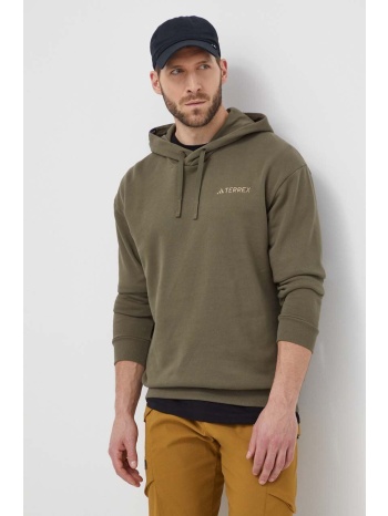 μπλούζα adidas terrex χρώμα πράσινο, με κουκούλα, in4716