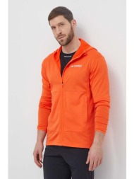 αθλητική μπλούζα adidas terrex xperior χρώμα: πορτοκαλί, με κουκούλα, iq3720 94% ανακυκλωμένος πολυε