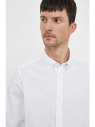 βαμβακερό πουκάμισο barbour ανδρικό, χρώμα: άσπρο 100% βαμβάκι