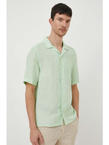 πουκάμισο από λινό calvin klein χρώμα πράσινο 60% λινάρι