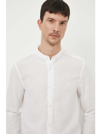 πουκάμισο από λινό calvin klein χρώμα άσπρο 60% λινάρι