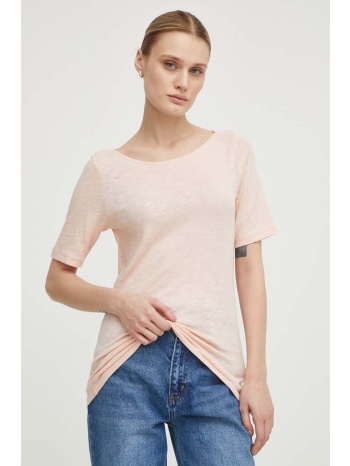 βαμβακερό μπλουζάκι marc o`polo γυναικεία, χρώμα ροζ 100%