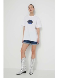 βαμβακερό μπλουζάκι karl lagerfeld jeans γυναικεία, χρώμα: άσπρο 100% οργανικό βαμβάκι