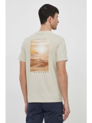 βαμβακερό μπλουζάκι lindbergh ανδρικά, χρώμα: μπεζ 100% βαμβάκι