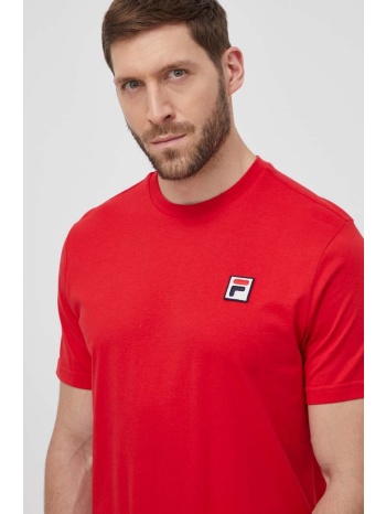βαμβακερό μπλουζάκι fila ανδρικά, χρώμα κόκκινο 100%