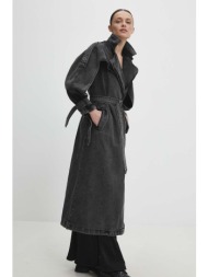 τζιν παλτό answear lab γυναικεία, χρώμα: μαύρο 100% βαμβάκι