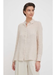 πουκάμισο από λινό bomboogie χρώμα: μπεζ 100% λινάρι