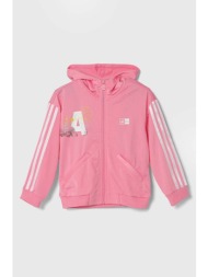 παιδική μπλούζα adidas x disney χρώμα: ροζ, με κουκούλα 100% ανακυκλωμένος πολυεστέρας