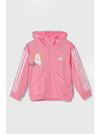 παιδική μπλούζα adidas x disney χρώμα ροζ, με κουκούλα