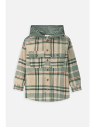 παιδικό βαμβακερό πουκάμισο coccodrillo χρώμα: πράσινο 100% βαμβάκι