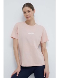 βαμβακερό μπλουζάκι ellesse γυναικεία, χρώμα: ροζ 100% βαμβάκι