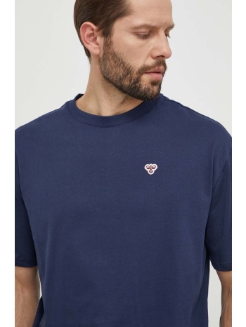βαμβακερό μπλουζάκι hummel χρώμα ναυτικό μπλε 100% βαμβάκι