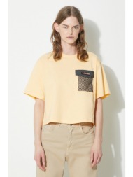 βαμβακερό μπλουζάκι columbia painted peak γυναικείο, χρώμα: κίτρινο, 2074491 100% βαμβάκι