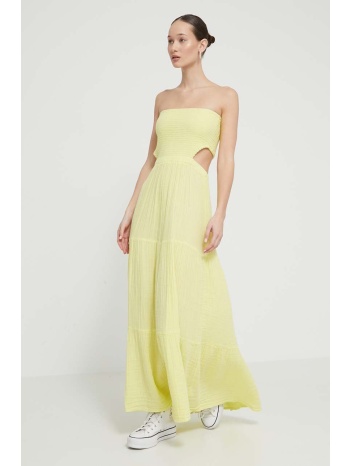 βαμβακερό φόρεμα rip curl χρώμα κίτρινο 100% βαμβάκι