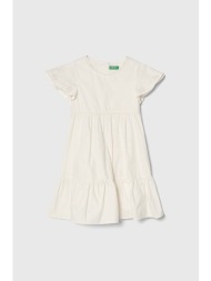 παιδικό βαμβακερό φόρεμα united colors of benetton χρώμα: μπεζ 100% βαμβάκι