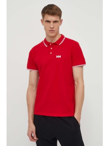 βαμβακερό μπλουζάκι πόλο helly hansen χρώμα κόκκινο 100%