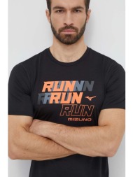 μπλουζάκι για τρέξιμο mizuno core run χρώμα: μαύρο, j2gab008 100% πολυεστέρας