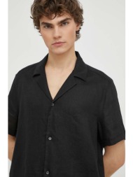 πουκάμισο από λινό drykorn bijan_2 χρώμα: μαύρο, 126004 47356 100% λινάρι