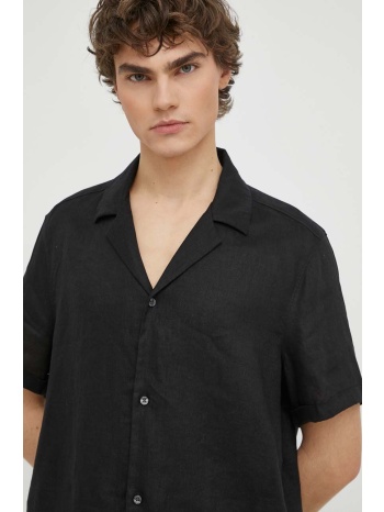 πουκάμισο από λινό drykorn bijan_2 χρώμα μαύρο, 126004