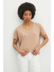 βαμβακερό μπλουζάκι medicine γυναικεία, χρώμα: μπεζ 100% βαμβάκι