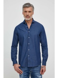 τζιν πουκάμισο liu jo ανδρικό, χρώμα: ναυτικό μπλε 100% βαμβάκι