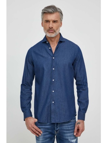 τζιν πουκάμισο liu jo ανδρικό, χρώμα ναυτικό μπλε 100%