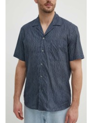 βαμβακερό πουκάμισο liu jo ανδρικό, χρώμα: ναυτικό μπλε 100% βαμβάκι