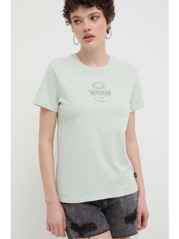 βαμβακερό μπλουζάκι vans γυναικεία, χρώμα πράσινο 100%