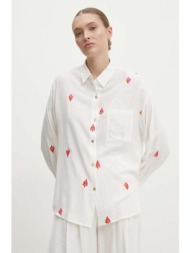 πουκάμισο answear lab χρώμα: άσπρο 60% βαμβάκι, 40% βισκόζη