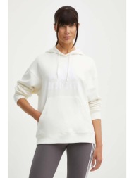 βαμβακερή μπλούζα adidas γυναικεία, χρώμα: μπεζ, με κουκούλα, ir5449 100% βαμβάκι