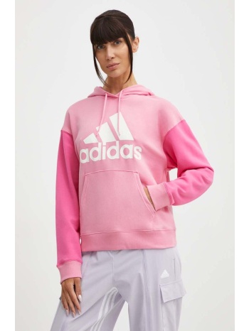 βαμβακερή μπλούζα adidas γυναικεία, χρώμα ροζ, με
