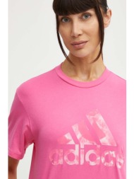 βαμβακερό μπλουζάκι adidas γυναικείο, χρώμα: ροζ, is4257 100% βαμβάκι