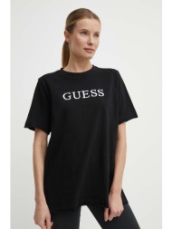 βαμβακερό μπλουζάκι guess athena γυναικείο, χρώμα: μαύρο, v4gi12 kc641 100% βαμβάκι