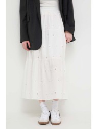 βαμβακερή φούστα desigual vicenza χρώμα: μπεζ, 24swfw05 100% βαμβάκι