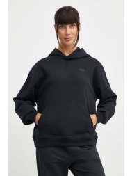 βαμβακερή μπλούζα new balance γυναικεία, χρώμα: μαύρο, με κουκούλα, wt41537bk κύριο υλικό: 100% βαμβ