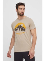 βαμβακερό μπλουζάκι fjallraven nature ανδρικό, χρώμα: μπεζ, f87053 100% βαμβάκι