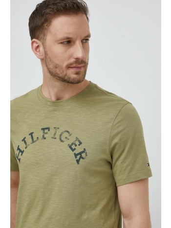 βαμβακερό μπλουζάκι tommy hilfiger ανδρικό, χρώμα πράσινο