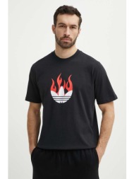 βαμβακερό μπλουζάκι adidas originals flames ανδρικό, χρώμα: μαύρο, is0178 100% βαμβάκι