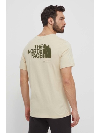 βαμβακερό μπλουζάκι the north face ανδρικό, χρώμα μπεζ