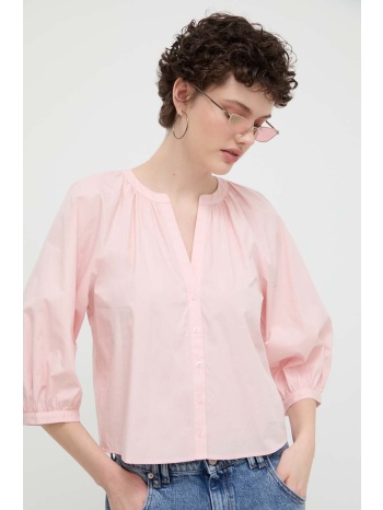 βαμβακερό πουκάμισο desigual giselle χρώμα ροζ, 24swbw12