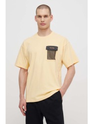 βαμβακερό μπλουζάκι columbia painted peak ανδρικό, χρώμα: κίτρινο, 2074481 100% βαμβάκι
