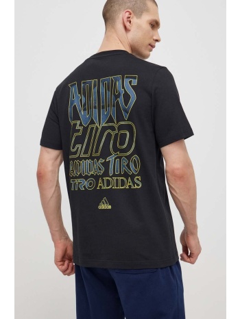βαμβακερό μπλουζάκι adidas tiro ανδρικό, χρώμα μαύρο