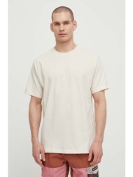 βαμβακερό μπλουζάκι new balance ανδρικό, χρώμα: μπεζ, mt41559lin 100% βαμβάκι