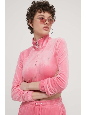 βελούδινη μπλούζα juicy couture χρώμα ροζ 95% πολυεστέρας