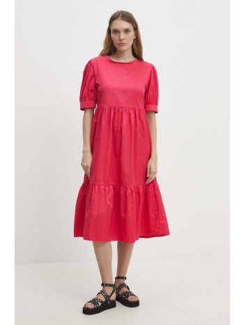 βαμβακερό φόρεμα answear lab χρώμα ροζ 100% βαμβάκι