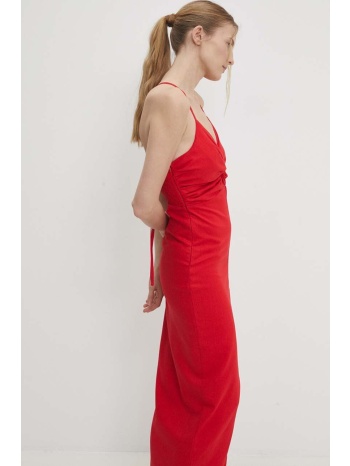 φόρεμα με λινό answear lab χρώμα κόκκινο 70% βισκόζη, 30%
