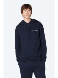 βαμβακερή μπλούζα a.p.c. hoodie item χρώμα: ναυτικό μπλε, με κουκούλα f30 100% βαμβάκι